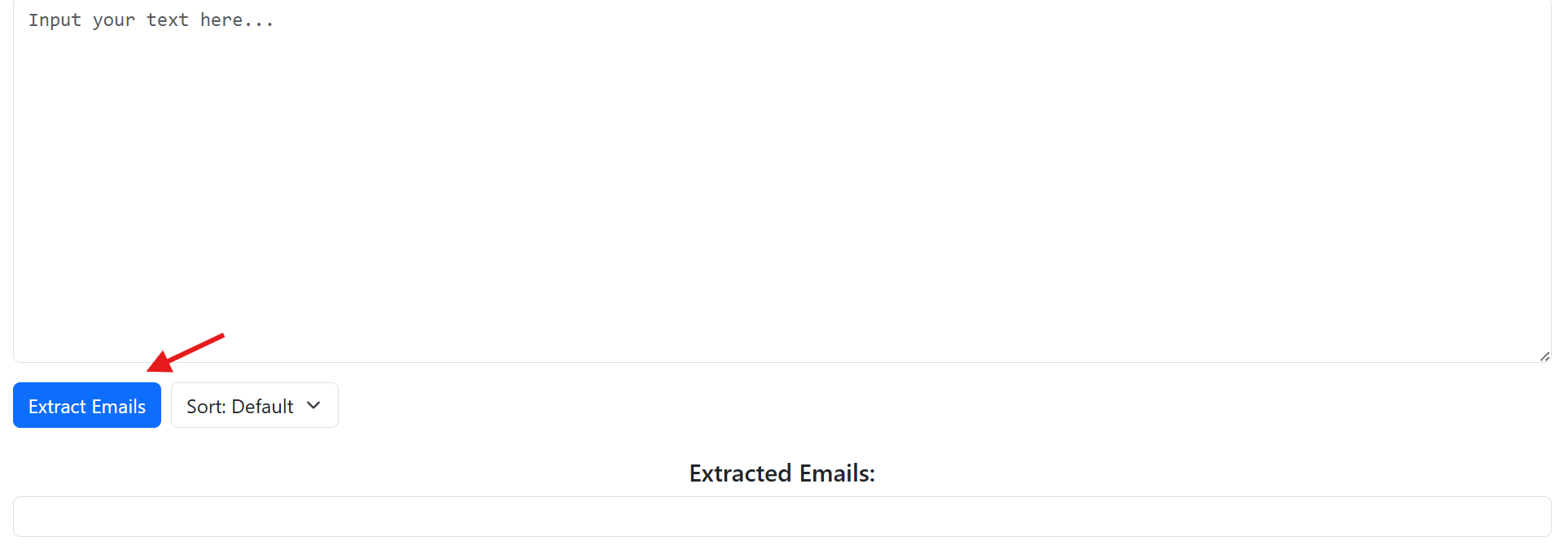 Image of the email extractor tool interface