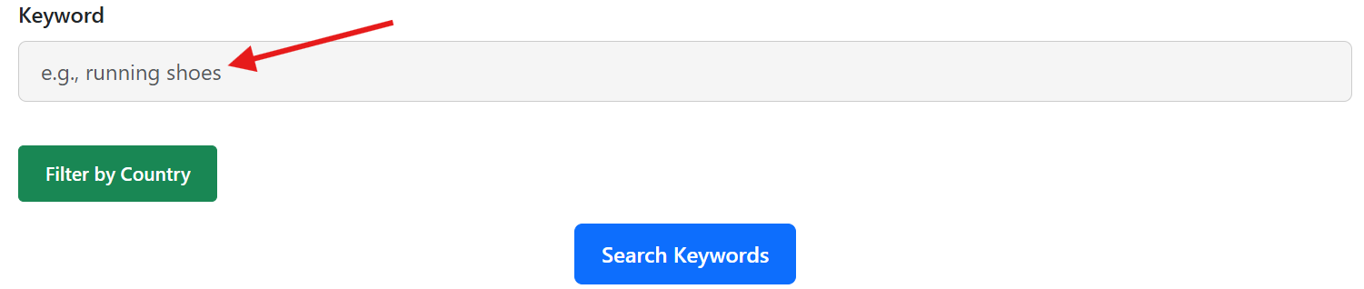Image of the Keyword Research Tool interface
